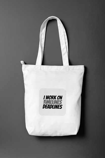 I Work On Deadlines — Everyday Tote Bag